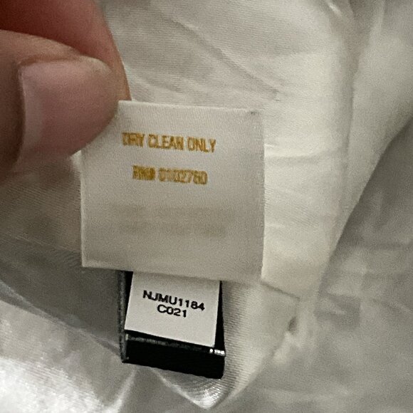 Kate Spade Dress Women Sz M 100% Linen Brushstroke Dot‎ Print Ruffle V-Neck Midi - Picture 9 of 14